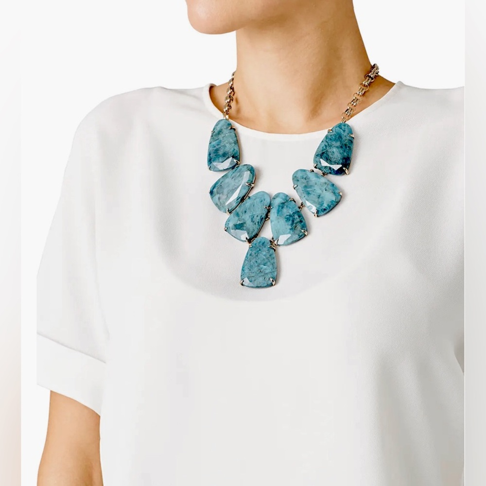 Kendra Scott Harlow Aqua 14K gold Necklace